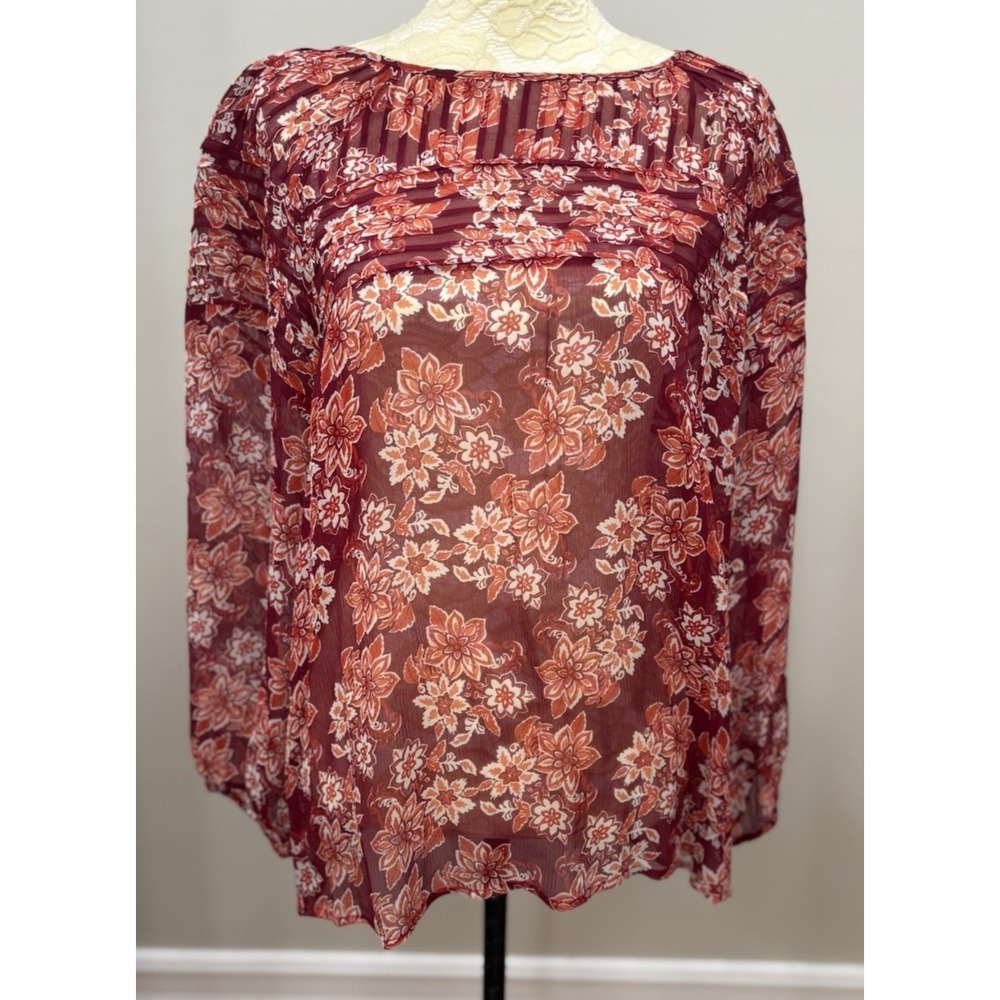 Sundance Womens Large 100% Silk Floral Peasant Blouse Imperial Gardens Boho Top